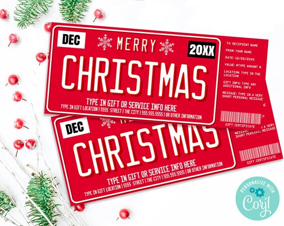 Christmas Car Gift Certificate, Car Gift Voucher, Car Detail, Window Tints, Oil Change | Self-Edit with CORJL - INSTANT DOWNLOAD Printable