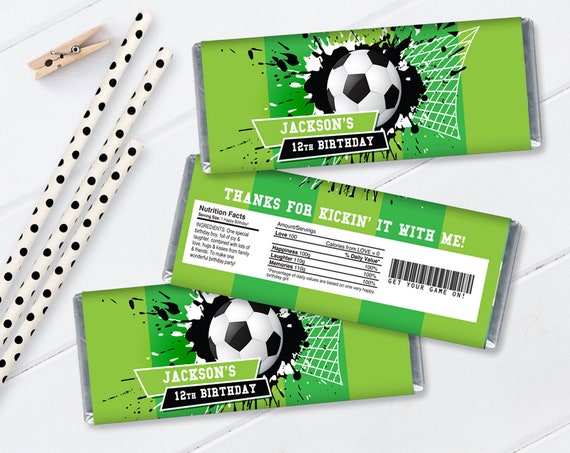 Soccer Candy Wrappers/Label - Soccer Birthday, Soccer Party, Candy Label | Self-Editing with CORJL - INSTANT DOWNLOAD Printable
