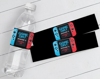 Video Game Controller Water Bottle Label/Wrap,Video Game Favor,Gamer Party | You Personalize using CORJL–INSTANT Download Printable