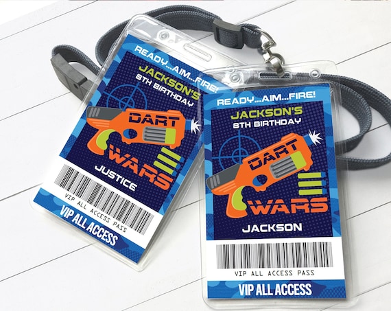 Dart Wars VIP Badge, Dart Wars Party, Dart Wars Party All Access Pass | Self-Edit with CORJL - INSTANT Download Printable Template