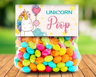 Unicorn Party Treat Bag Topper -Unicorn Birthday, Rainbow Birthday, Magical Party | You Personalize using CORJL - INSTANT DOWNLOAD Printable