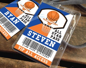 Basketball All Star Id Badge Basketball Party Basketball Etsy