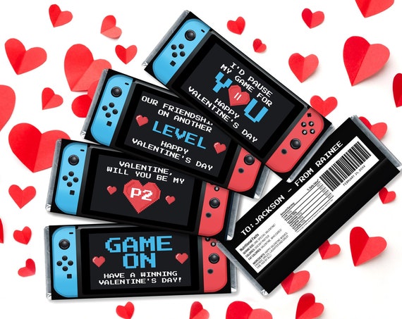 VALENTINE Video Game Controller Candy Bar Label/Wrappe,4 Different Video Game Candy Labels | Self-Edit with CORJL-INSTANT Download Printable