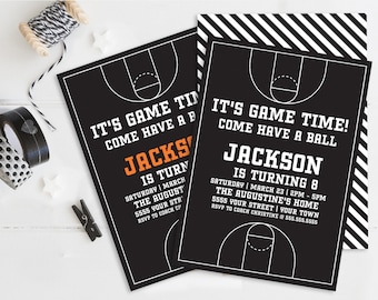 Basketball Invitation - Basketball Birthday Party Slam Dunk Birthday, Game Time | Self-Edit with CORJL - INSTANT DOWNLOAD Printable Template