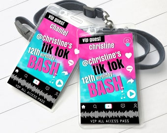 Social Media Party VIP Badge - Video Party, Dance Party, All Access Pass | Self-Edit with CORJL - INSTANT Download Printable Template