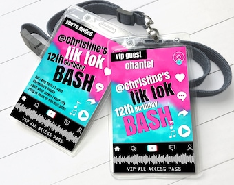 Social Media Party VIP Invite Badge - Video Party, Dance Party, All Access Pass | Personalize with CORJL–INSTANT Download Printable Template