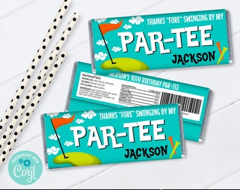 Mini Golf Party Candy Bar Label/Wrap, Hole in One Party, Golf Party, Party Favor | Self-Edit with CORJL–INSTANT DOWNLOAD Printable