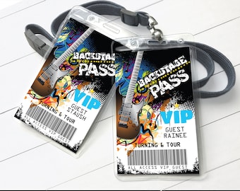 Rockstar Party Backstage Pass - VIP Badge, Party wie ein Rockstar,Rock n Roll,V.I.P. All Access| Sie personalisieren mit CORJL - INSTANT Download