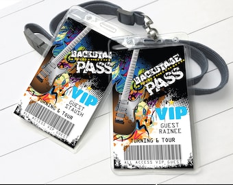 Rockstar Party Backstage Pass - VIP Badge, Party like a Rockstar,Rock n Roll,V.I.P. All Access| You Personalize using CORJL–INSTANT Download