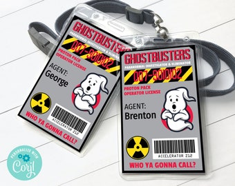 Ghost-ID Badges - ghost-movie inspired ID Badge, Birthday Party Favor | Self-Edit with CORJL - Instant Download Printable Template