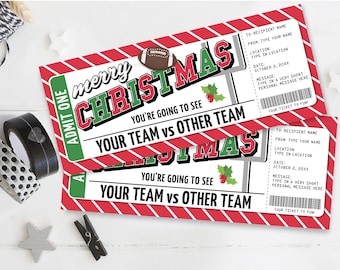 Football Ticket Christmas Gift - Surprise Game Ticket,Printable Gift Voucher Certificate | Self-Edit with CORJL - INSTANT DOWNLOAD Printable