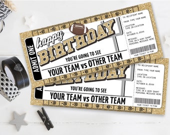 Birthday Football Ticket Gift Editable Template - Surprise Birthday Football Game Ticket | Self-Edit with CORJL - INSTANT DOWNLOAD Printable