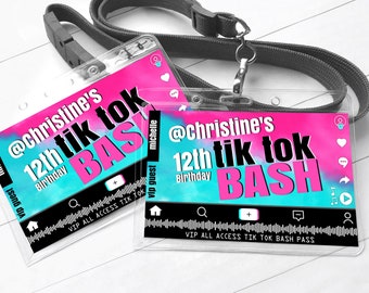 Social Media Party VIP Badge - Video Party, Dance Party, All Access Pass | Self-Edit with CORJL - INSTANT Download Printable Template