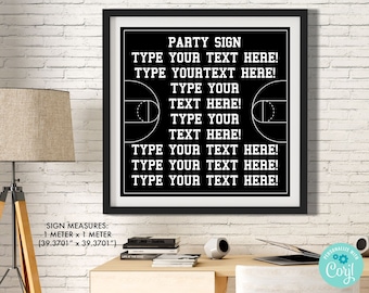 Basketball Large Square Party Sign - Basketball Party, Basketball Birthday, Welcome sign | Edit using CORJL - INSTANT DOWNLOAD Printable