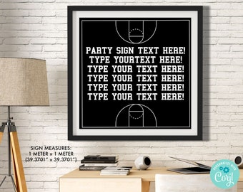 Basketball Large Square Party Sign - Basketball Party, Basketball Birthday, Welcome sign | Edit using CORJL - INSTANT DOWNLOAD Printable