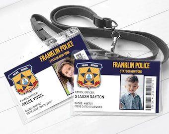 Police ID Badges-First Responder I.D. Badges,Police Party Favor,Police Birthday | Edit with CANVA -INSTANT Download Printable Template