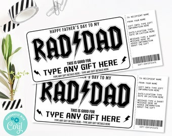 Father's Day Certificate, Rad Dad Surprise Gift, Type Any Gift | Personalize using CORJL-INSTANT DOWNLOAD Printable