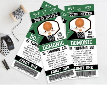 Basketball Ticket Invitation, Basketball Birthday Party, Ticket Invite | You Personalize using CANVA - INSTANT Download Printable
