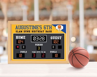 Basketball Scoreboard Printable 6"x4" Table Top Sign - Scoreboard Sign, Basketball Birthday | Edit with CANVA - INSTANT DOWNLOAD