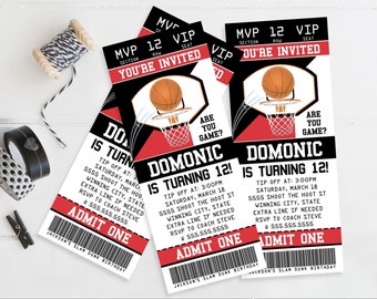 Basketball Ticket Invitation, Basketball Birthday Party, Ticket Invite | You Personalize using CANVA - INSTANT Download Printable