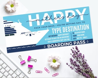 Mother's Day Surprise Cruise Gift Voucher, Cruise Gift Certificate, Mom Coupon, Cruise Coupon | You Personalize with CANVA–INSTANT DOWNLOAD