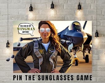 Pin the Sunglasses Game, 36"x24" Fighter Pilot Party Game, Aviator, Air Force Fighter Pilot Birthday | Edit with CANVA–INSTANT DOWNLOAD