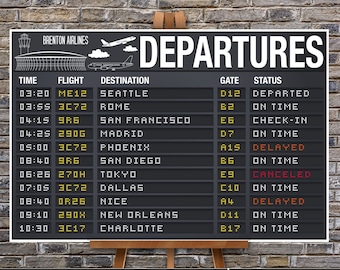 Airplane Party 36"x24" Poster - Departure Sign, Airport Terminal Sign,Aviator Decor | Edit with CANVA - INSTANT Download Printable