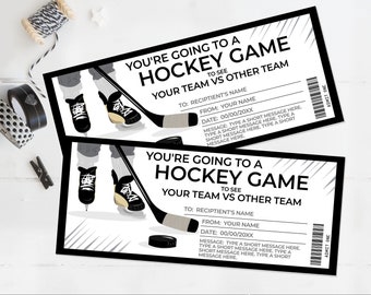 Hockey Ticket Voucher Gift - Surprise Game Ticket, Gift Voucher, Surprise Gift | You Personalize with CORJL - INSTANT DOWNLOAD Printable