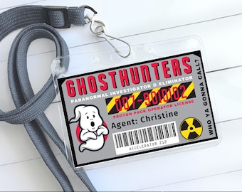 ID Badges - ghost movie inspired I.D. Badge, Birthday Party Favor | Edit with CANVA -INSTANT Download Printable Template