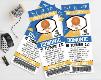 Basketball Ticket Invitation, Basketball Birthday Party, Ticket Invite | You Personalize using CANVA - INSTANT Download Printable