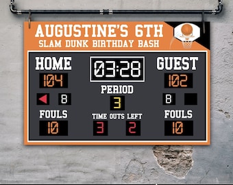 Basketball Scoreboard Printable 36"x24" Poster, Scoreboard Sign, Basketball Birthday | Edit Text using CANVA–INSTANT DOWNLOAD Printable