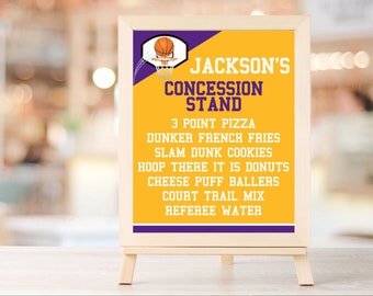 Basketball 8x10 Concession Stand Sign, 8x10 Birthday Party Sign, Concession Stand Sign | Edit using CORJL - INSTANT DOWNLOAD Printable