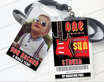 One Rocks VIP Photo Badges, Rock n Roll, Backstage Pass, Around the Sun Tour | Edit with CANVA - INSTANT Download Printable