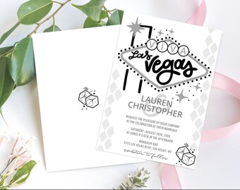 Las Vegas Theme Wedding Invitation, Viva Las Vegas Invitataion, Destination Wedding, eVite Included | Edit with CANVA INSTANT DOWNLOAD