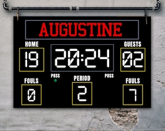Black Basketball Scoreboard Printable 36"x24" Poster, Scoreboard Sign, Basketball Birthday | Edit using CANVA–INSTANT DOWNLOAD Printable