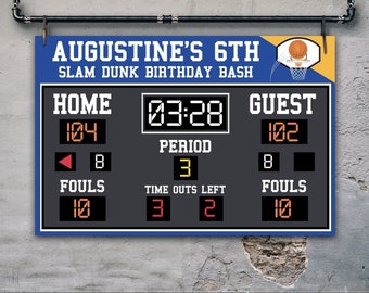 Basketball Scoreboard Printable 36"x24" Poster, Scoreboard Sign, Basketball Birthday | Edit Text using CANVA–INSTANT DOWNLOAD Printable