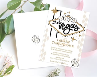 Las Vegas Theme Wedding Invitation, Viva Las Vegas Invitataion, Destination Wedding, eVite Included | Edit with CANVA INSTANT DOWNLOAD