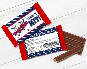 Baseball Wafer Chocolate Candy BarBar Label/Wrapper, Baseball Birthday Party, Party Favor | Edit with CANVA-INSTANT DOWNLOAD Printable