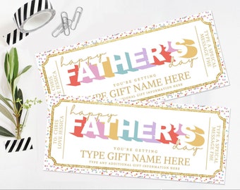 Father's Day Editable Golden Ticket Template, Any Type Gift Certificate, Surprise Gift Voucher Coupon | Edit with CANVA-Printable Download