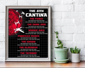 Star Fighter Cantina Drink Menu, Jedi Star Interstellar Wars Birthday Party Decoration, Tie-Fighter Red | Edit with CANVA–Instant Download