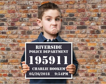 Mugshot Board - Police Slate Sign - Police Party, Cops & Robbers, Spy,Secret Agent Party | Edit with CANVA - INSTANT Download Printable