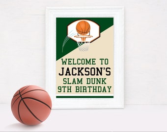Basketball 5X7 Sign Basketball Party, Basketball Birthday Theme Sign, Welcome Table Sign | Edit with CANVA - INSTANT DOWNLOAD Printable