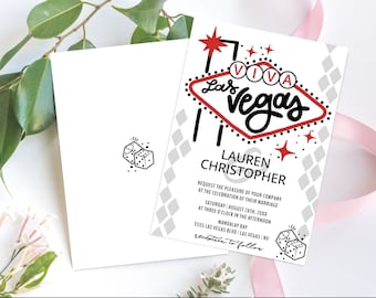 Las Vegas Theme Wedding Invitation, Viva Las Vegas Invitataion, Destination Wedding, eVite Included Red | Edit with CANVA INSTANT DOWNLOAD