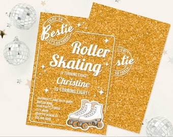 Roller Skating Invitation Sparkle Girl, Barb Doll Themed Invite, Roller Skating Birthday Party | Edit using CANVA–INSTANT Download