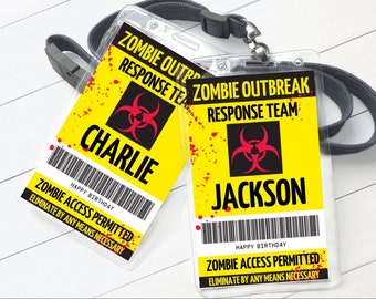 Zombie Hunter VIP I.D. Badge - Zombie Party, Halloween | Edit with CANVA - INSTANT Download Printable Template