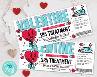 Valentine's Day Spa Gift Certificate, Spa Treatment, Manicure, Mani Pedi, Gift Card | Self-Edit with CORJL-INSTANT DOWNLOAD Printable