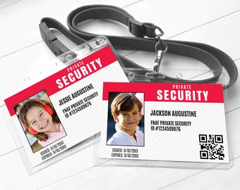 FNAF Freddy's Security ID Badge, Video Gamer Birthday Party Badge, I.D. Name Tag | Personalize using Corjl–INSTANT Download Printable