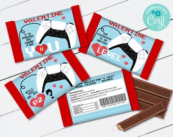 VALENTINE Game Controller Kit Kat Candy Bar Label - 3 Different Video Game Candy Labels | Self-Edit with CORJL - INSTANT Download Printable