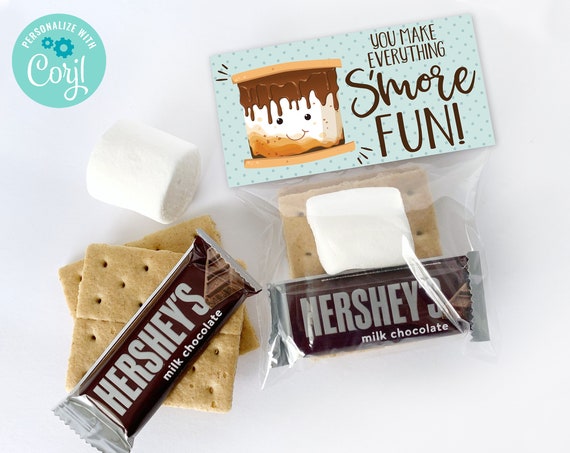 S'more Party Favor Bag Topper - You Make Everything S'more Fun, S'more 3" Treat Topper | Self-Edit with CORJL - INSTANT DOWNLOAD Printable