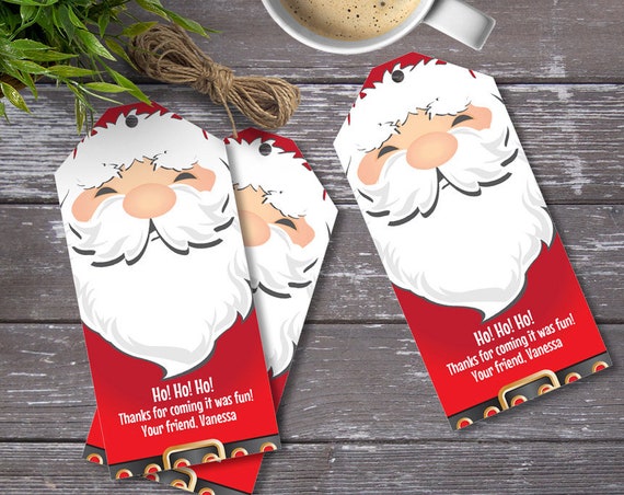 Santa Favor Tag, Christmas Party Favor Tag, Christmas Gift Tag, Santa Gift Tag | Instant Download PDF Printable